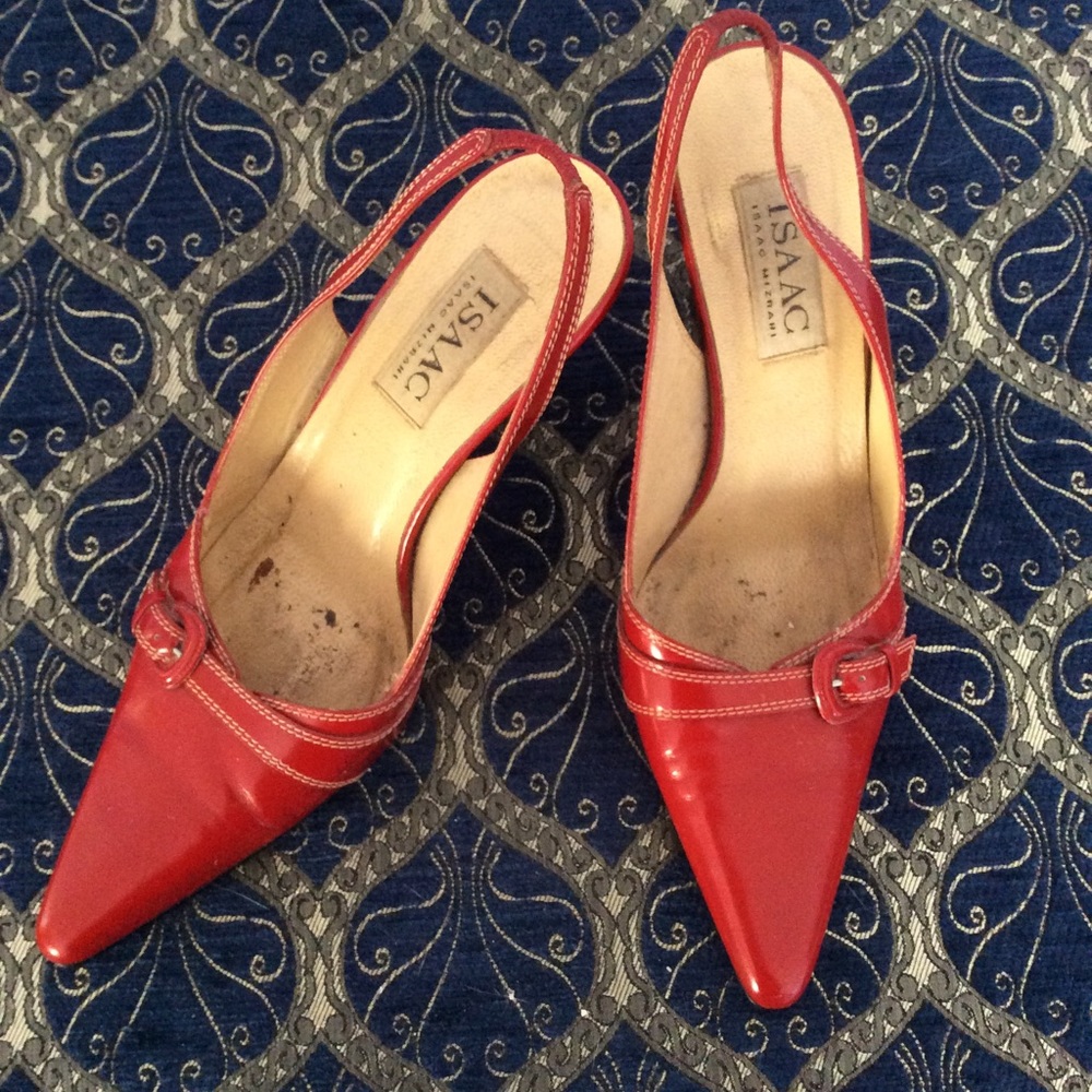 Isaac Mizrahi Red leather slingbacks